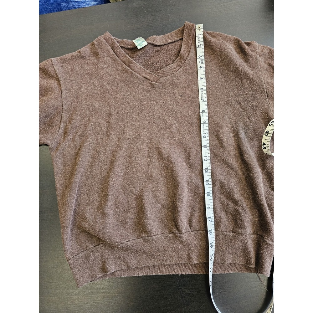 True Vintage Washington Mills WPL3107 Boxy Medium 38-40 Brown V-neck Sweater - Picture 4 of 6